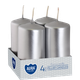 Набір свічок 4 шт. циліндр Bispol AURA Candles Срібний металік (sw40/80-271) - изображение 1