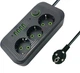 Подовжувач мережевий UA Power F09U, 4USB, Type-C, 3 розетки, 6 м, чорний - изображение 1