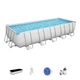 Прямоугольный каркасный бассейн Bestway 5612B Power Steel (640х274х132 см) + песочный насос, лестница, тент - изображение 1