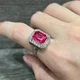 Крупное кольцо "Сапфировая классика" с розовым цирконом в серебристой оправе размер регулируется от 18 до 20 мм упаковано в коробочку (16289) - изображение 5