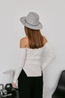 Шерстяная шляпа Федора с декором и цепочкой PEARL WOOL HAT серая - изображение 5