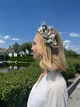 Вінок для волосся / весільний віночок блакитний на голову з квітами «Дніпровські хвилі» 22*22*7 см - зображення 5