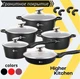 Набор кастрюль и сковорода Higher Kitchen HK-305, черный цвет, с гранитным антипригарным покрытием - изображение 8