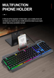 Игровая проводная клавиатура TWolf T16 c RGB подсветкой и подставкой для телефона Black - изображение 4