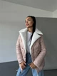 Женская зимняя стеганая куртка с мехом K&ML XS - S (42-44) Бежевый ( 47 - 02) - изображение 6