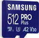 Карта памяти Samsung PRO Plus microSDXC 512GB C10 UHS-I U3 V30 A2 + SD адаптер (MB-MD512SA/EU) - изображение 4