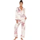 Сатиновая пижама Victoria's Secret Satin Long Pajama Set Striped Flowers XS Розовая в полоску - изображение 1