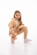 Детский спортивный утепленный костюм Kindamor Warm Autumn Beige для девочки, флис 128 см бежевый - изображение 6