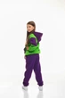 Дитячий спортивний утеплений костюм Kindamor Active Heat Purple/Green, фліс для дівчинки 128 см фіолетовий із зеленим - зображення 5