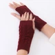 Митенки вязаные короткие бордовые One Size - изображение 2