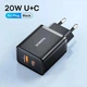 Сетевое зарядное устройство Baseus Compact Quick Charger 20W два порти USB-A USB Type-C EU Быстрая зарядка Power Delivery 3.0 Quick Charge 3.0 Black CCXJ-B01 - изображение 6