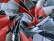 Ткань Масло лакр геометрическая абстракция, серо-красное, пог. м. (м16, 11389, д2 цв3) - изображение 1