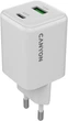 Ładowarka sieciowa Canyon GaN CU45AC USB Type-A QC4.0 18W Type-C PD 45W White (CNS-CUW45AC) - obraz 2