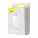 Мережевий зарядний пристрій 1Type-C+2USB з швидкою зарядкою на 30W QC+ PD, блок живлення Compact Quick Charger білий, Baseus (CCXJ-E02) - зображення 4