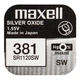Батарейка серебрянно-цинковая Maxell 381 (SR1120SW), 1.55V, блистер - изображение 1