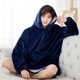 Толстовка - плед оверсайз Huggle Hoodie унисекс с капюшоном и рукавами материал флис. Цвет: синий - изображение 5