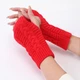 Митенки с текстурой вязки красные One Size - изображение 1