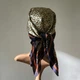 Женский платок бандана шарф повязка на шею сумку голову Honey Fashion Accessories бежево-синий (12-229) - изображение 7