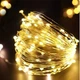 Новогодняя светодиодная гирлянда нить Роса 100 LED 10 метров Теплый белый на батарейках 3АА - изображение 2