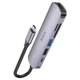 USB Хаб Hoco HB28 Type-C multi-function converter (HDMI+USB3.0+USB2.0+SD+TF+PD) Сірий - зображення 4