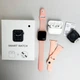 Набор 3 в 1 комплект T55 pro max Smart Watch 8 Наушники беспроводные air pro 2 розовый - изображение 2