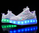 Роликовые кроссовки для девочек с LED подсветкой фиолетовые на 4-х колесах (DL127) Р.31(19.5см) - изображение 6
