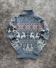 Мужской новогодний свитер с оленями "Christmas deer" Синий, под шею, размер M - изображение 1