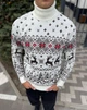 Мужской новогодний свитер с оленями "Christmas deer" Белый, под шею, размер XL - изображение 2