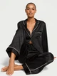 Піжама Сатинова (сорочка + штани) Victoria's Secret Glazed Satin Long Pajama Set XS Чорний (26930155) - изображение 1