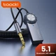 Аудіо трансмітер AUX адаптер Toocki TQ-BT02 ресивер Bluetooth 5.1 автомобільний з мікрофоном в магнітолу авто - зображення 1