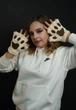 Дитячі рукавички без пальців Мітенки котячі з лапками для квадробіки та косплея Плюшеві Бежевий 17х13 см (П-001) - зображення 10