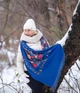 Женский Кашемировый шарф с вышивкой Рамка цветов синий электрик 180х70 см 0901 - изображение 2