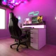 Стол компьютерный игровой Майнкрафт Люкс с подсветкой RGB Белый с салатовой кромкой L=1600мм (арт. SKRZ1000-122) - изображение 3