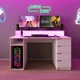 Стол компьютерный игровой Майнкрафт Люкс с подсветкой RGB Белый с розовой кромкой L=1600мм (арт.SKRZ1000-120) - изображение 1