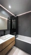 Шторка екран на ванну скляна SPLENKO 700 х 1500 мм чорна фурнітура Rosaria Loft розпашна складна - зображення 8