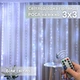 Гирлянда штора 3 на 3 метра работа от USB павербанк с Пультом Капля Росы Холодный белый свет 300 leds (408368) - изображение 1