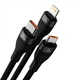 Кабель Baseus Flash Series 2 Two-for-three Charging Cable USB+Type-C to Type-C+Lightning+Micro-USB 100W 1.2m Black (CASS030101) - зображення 2