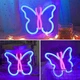 Настенный неоновый светильник ночник Бабочка Decoration Lamp (23х20 см, USB, 5 В, 3хАА, лампа) - Розовый / Синий - изображение 2