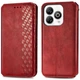 Чехол Deexe Rhombus Wallet для ZTE Blade A75 - Red - изображение 1