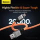 Кабель Type-C на USB з підсвічуванням Baseus CoolPlay Series Fast Charging (2m, 100W, 6A, 480 Mbps). Orange - зображення 8