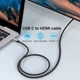 Кабель Vention Cotton Braided Type-C to HDMI Cable 1.5m Aluminum Alloy Type Black (CRBBG) - зображення 5