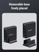 Настільний USB зарядний пристрій хаб 5в1 ASOMETECH 140W GaN (3*USB Type-C, 2*USB Type-A, швидка зарядка, LED дисплей) - зображення 3