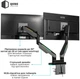 Настольное крепление для двух мониторов Qube RGB3520GD 17-35" до 2x20 кг Черное (RGB3520GD) - изображение 4