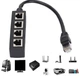 Спліттер RJ45 Ethernet 4 в 1 розгалужувач - адаптер для почергового підключення на 4 порти, M/F, чорний (92515359) - зображення 2