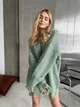Вязаный свитер свободного кроя Оne size 42-48 Бирюзовый 1010 - изображение 5