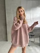 В'язаний светр вільного крою Оne size 42-48 Рожево-бежевий 1010 - зображення 3
