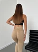 Спортивные женские леггинсы WOW с легким эффектом вываривания и декоративными линиями Push Up M Слоновая кость-беж (5062M) - изображение 4