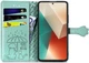 Чехол Embossed Cat and Dog для Xiaomi Redmi Note 14S книжка кожа PU с визитницей мятный - изображение 2