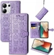 Чехол Embossed Cat and Dog для Xiaomi Redmi Note 14S книжка кожа PU с визитницей фиолетовый - изображение 1