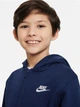 Детская теплая толстовка на флисе с капюшоном для мальчика Nike K Nsw Club Flc Hd Fz Ls Lbr FD3004-410 128-137 см Темно-синяя (196607240878) - изображение 4